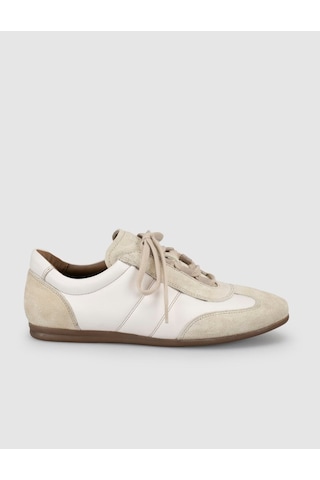 Hakiki Deri Latte Süet Kadın Sneaker Ayakkabı Bej