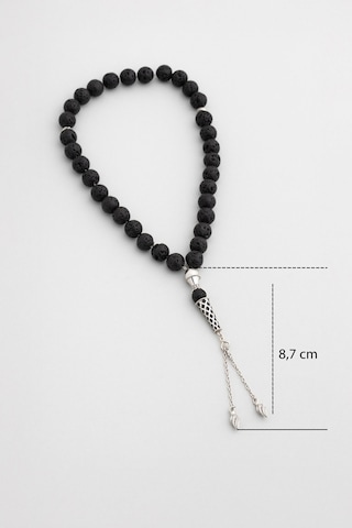 Doğal Lav Taşlı 23 Cm Gümüş Tesbih Beyaz