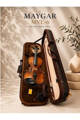 Maygar Mvl6 Keman Tam Boy 4/4 Taşıma Çantası, Yay, Reçine, Susturucu Full Set