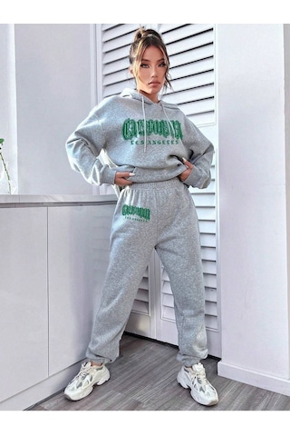 California Los Angeles Eşofman Takımı Sweatshirt Jogger Gri