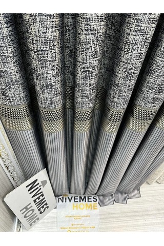 Nivemeshome Kehribar Ft614162 Gümüş 1/3 Sık Pileli Fon Perde Apm Gümüş