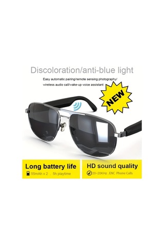 Honeybeeshop Kablosuz Akıllı Sesli Gözlük Altın Çerçeve Koyu Altın Renkli Lens Hd Ses Otomatik Çağrı Cevaplama Uzun Pil Ömrü Tatil Hediyesi