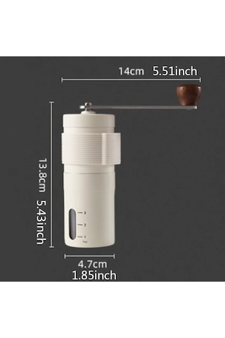 Honeybeeshop Beyaz Taşınabilir Paslanmaz Çelik Manuel Kahve Öğütücü Ahşap Saplı Seyahat Değirmeni