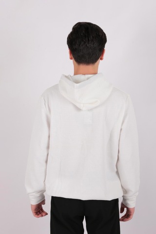 Five Pocket Fp24b2124 Erkek Kapşonlu Kanguru Cepli Sweatshirt Off White