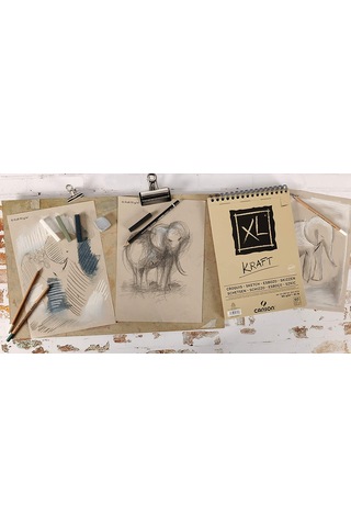 Canson XL Kraft Eskiz ve Resim Defteri Spiralli 40 Sayfa A5. B