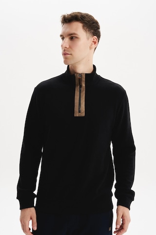 AR-MA Arma Erkek Regular Fit Yarım Fermuar Dik Yaka Sweatshirt Selanik Örme %65 Pamuk %35 Polyester K30554698102 Siyah