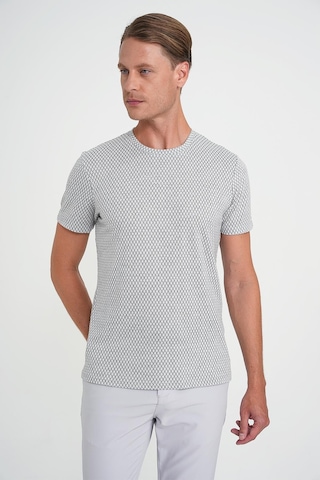 Efor Comfort Fit Bisiklet Yaka Baklava Desen Kısa Kol Gri Tişört Ts 908 Gri