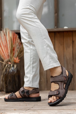 D2026 Günlük Ortopedik Confort Erkek Sandalet Kahverengi