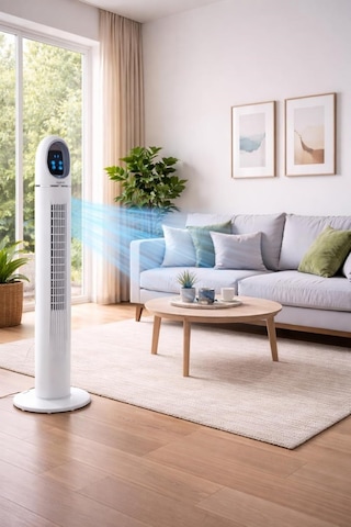 Acfn 45inç Kule Tipi Vantilatör 45w Güçlü Motor, 3 Kademeli Hız, Salınımlı, Zamanlayıcılı Tower Fan