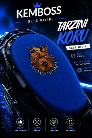 Mavi Köpek Desenli Motosiklet Sele Kılıfı