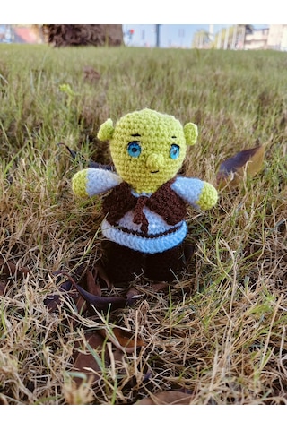 Shrek Amigurumi Örgü Oyuncak - Çizgi Film Karakteri Hediyelik Figür 12 Cm