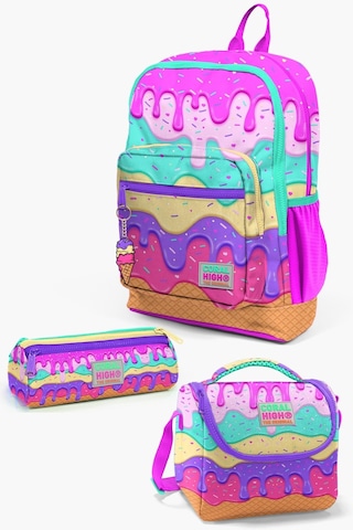 Coral High Kids Pembe Rengarenk Dondurma Desenli 3 Lü Okul Çanta Seti Set0123731