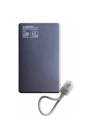 Bix Pb118 10000 Mah 20w Hızlı Şarj Dahili Kablolu Powerbank Gri Açık Gri