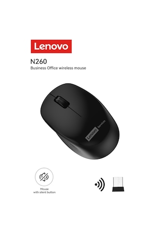 N260 Sessiz Kablosuz Mouse Siyah Usb Alıcılı Pil Dahil 870042253