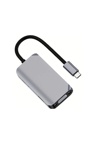 Honeybeeshop 4'ü 1 Arada Usb C Hub Hdtv Vga Usb 3 0 4k 1080p 100w Hızlı Şarj Alüminyum Kasa Altın Port Dizüstü Macbook Uyumlu Dell Hp