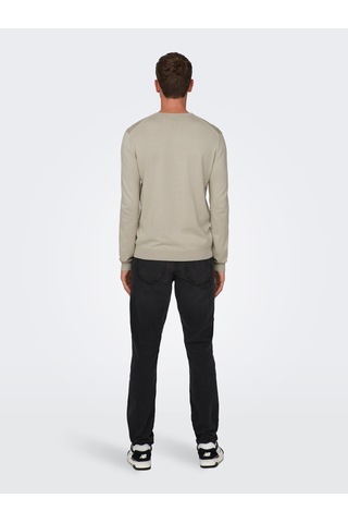 Only & Sons Erkek Bisiklet Yaka Regular Fit Kazak - 22020088 Bej