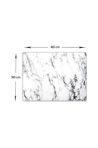 Decorita Beyaz Mermer Görünümlü Cam Kesme Tahtası 30 x 40 CM