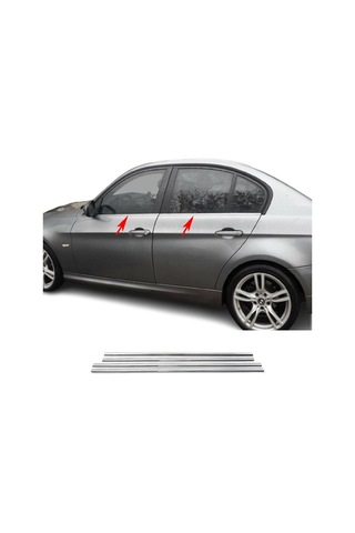 BMW E90 2005-2012 Krom Paslanmaz Cam Çıtası 4 parça