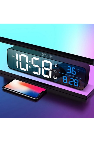 Monozone Hd Led Ekranlı Aynalı Elektronik Saat Dekoratif Aksesuar