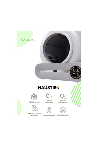 Haustier MSP01 Akıllı Otomatik Kedi Tuvaleti , App Kontrol, 65lt Hazne, 9lt Çöp haznesi, İyonizer Kötü Koku Giderici