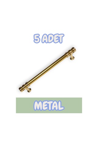 Nesli Alüminyum Metal Lüks Modern Mobilya Çekmece Mutfak Dolabı Kulpu Altın 224mm 5 Adet Altın