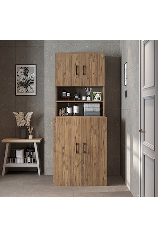 Çamaşır-kurutma Makinesi Dolabı Kapaklı Banyo Dolabı.55 Atlantik Çam