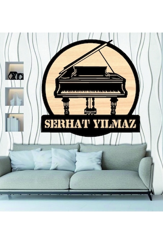 Kişiye Özel Piyano Piyanist Ahşap Duvar Tablo