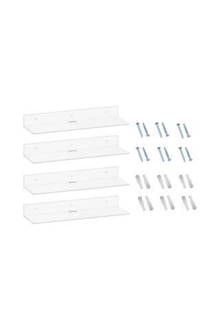 Suntek 4 Adet Akrilik Duvara Monte Raflar Şeffaf Duvar