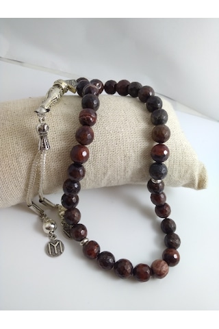 Kızıl Kaplangözü Taşı Tespih / İri Kesim Doğaltaş Tespih