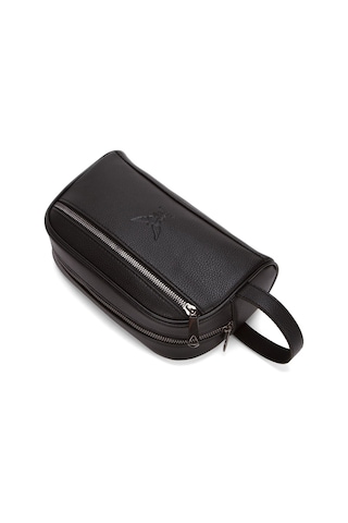 Adelina Erkek El Çantası Seyahat Traş Kozmetik Siyah Çanta Siyah