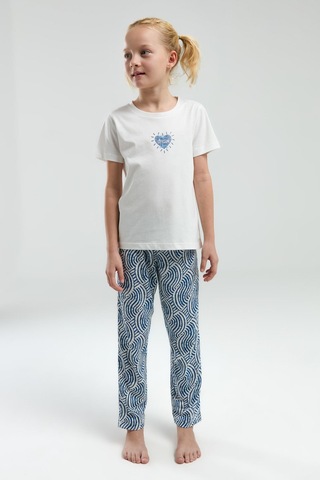 Arnetta Garson Kız Çocuk Dream Shine Bisiklet Yaka Kısa Kollu Pijama Takım Beyaz