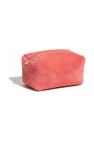 Pufcase Toscana Peluş Kumaş Makyaj Çantası İthal, Tüy Dökmez, Yumuşak Dokulu 10 20 10 Cm Pembe