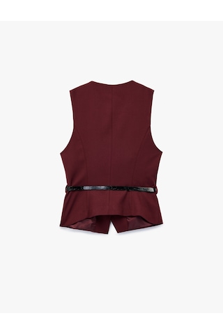 Koton Kemer Detaylı Kolsuz Cepli V Yaka Yelek Bordo 6wak20106uw Bordo