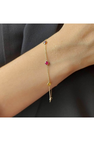 Bilezikhane Renkli Taşlı Altın Bileklik 30246049 Sarı Altın