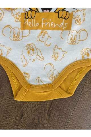 2d2b Hello Friends Alttan Çıtçıtlı Bereli Unisex 3lü Bebek Takım Sarı