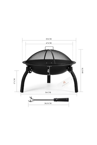 Metal 4 Parça İthal Katlanabilir Ve Taşınabilir Ateş Çukuru-mangal Şömine Bahçe Isıtma Kamp 54 Cm