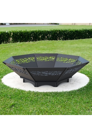 Oktagon Ateş Çukuru Bahçeniz İçin Sekizgen Portatif Ve Dekoratif Siyah