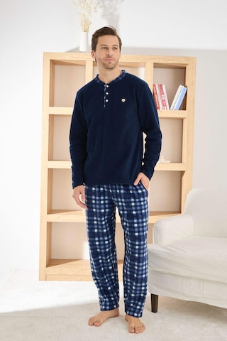 Pijamoni Erkek Düğme Yaka Kışlık Polar Pijama Takımı 6100/8,1 - 1 Adet Lacivert