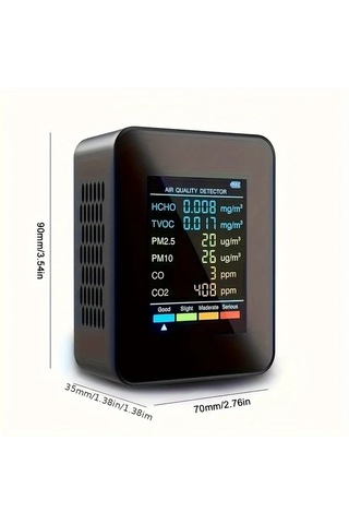 Boatshop1 Portable Mini Co2 Dedektor Hava Kalitesi Sicaklik Nem Olcer Tvoc Hcho Dedektor White 1 1pc Seyahat Ev Icin Sarj Edilebilir Pil Usb