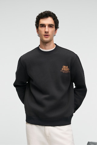 Grımelange IRVING Erkek Yuvarlak Yaka Göğsü Ve Önü Regular Fit Antrasit Sweatshirt