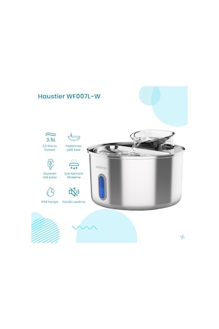 Haustier Hst-qq009 Dual Siyah Akıllı Mama Kabı, Hst-wf009l-w Kedi Su Sebili 2 Li Set Haustier Türkiye Garantili