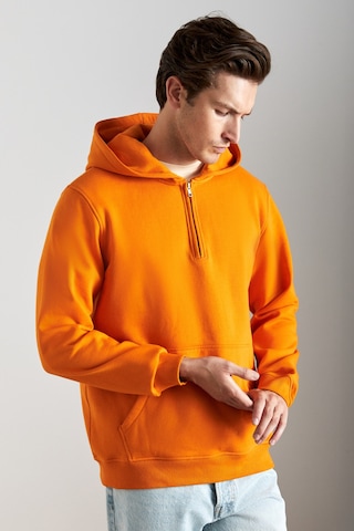 Grimelange Cancelled Erkek Pamuk Kapüşonlu Fermuarlı Yaka Turuncu Sweatshirt