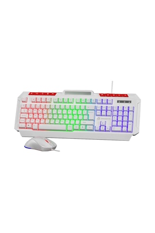 Gamebooster Km-11w Knight Rainbow Beyaz Gaming Klavye Mouse Set