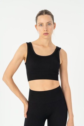 Maraton Slimfit Kadın Düz Yaka Siyah- Bra Siyah-