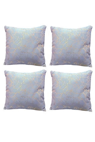 Soho Kumaş Altın Varak Desenli Dekoratif 4'lü Kırlent Yastık Kılıfı Seti 42 x 42  CM Açık Gri