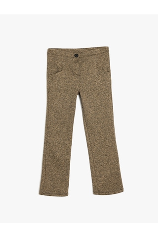 Koton Pantolon Slim Fit Beli Lastikli Cepli Viskon Karışımlı Kahverengi Desenli 5wkg40254ak Kahverengi Desenli Kahverengi