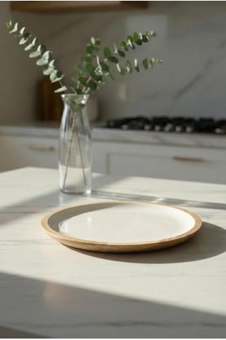 Mango Agacı Servis Tabağı & Sunum Tabağı 25 Cm Krem Krem - Kahverengi