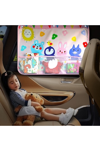 Tenfowee Bebek Arabası İçin Pratik Emniyetli Ve Kolay Kullanımlı Fileli Girafil Desenli Güneşlik Perde