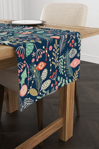 Yeşil Çok Renkli Yılbaşı Temalı Dijital Baskılı Runner Cgh294-Rn