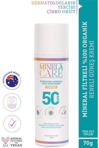 Minela Care Hydrating Mineral Filtreli Renkli Yüz Güneş Kremi SPF50 70 G